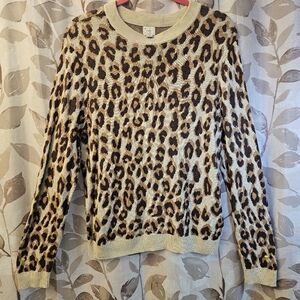 A New Day Leopard Print Long Sleeve Crew Neck Sweater Soft Size Medium NWOT